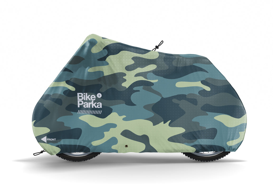 BikeParka Kids / BMX waterproof bike cover on a child's bike